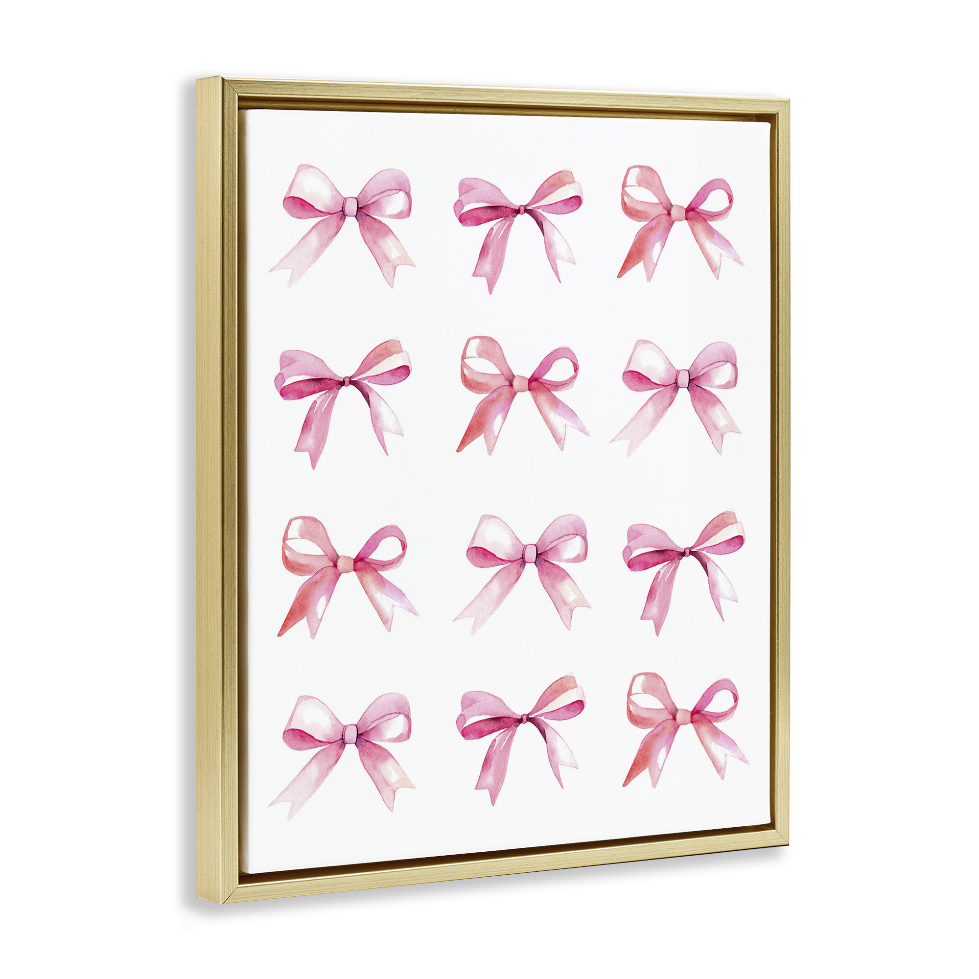 Mercer41 Pink Bows Rows Framed Floater Canvas Wall Art by Daphne Polselli | Wayfair