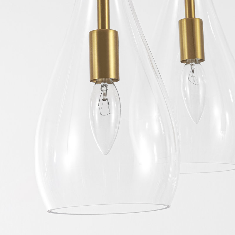 5 - Light Cluster Teardrop Glass Pendant Light for Stairwell