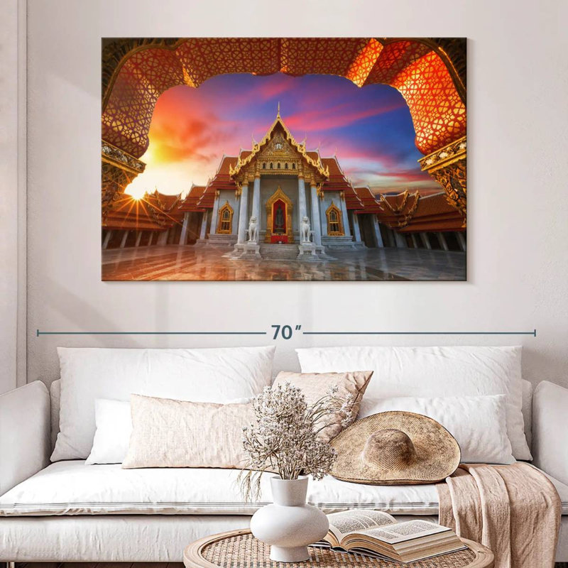 Temple de marbre de bangkok, H 34 po x l 51 po
