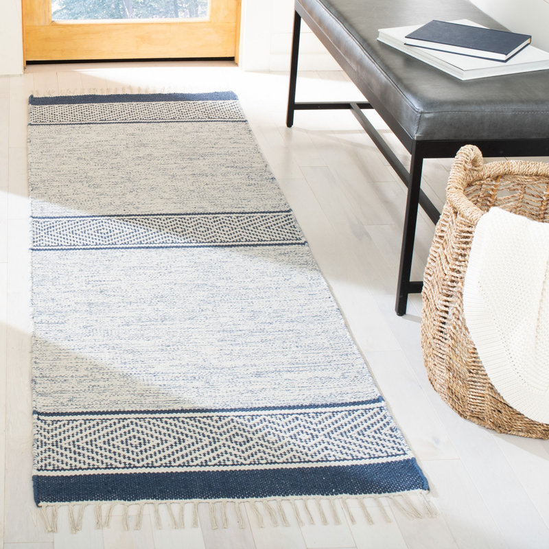 Montauk Hand Loomed Cotton Geometric Rug, Runner 2'3" x 7'