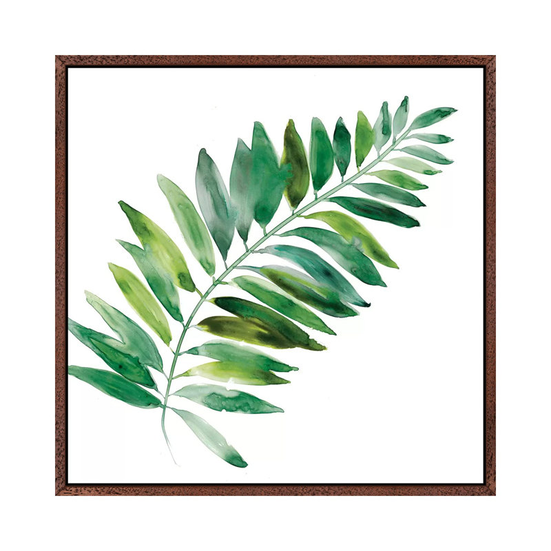 Tropical Frond II 1 Piece Painting on Canvas, 93.98 cm H x 93.98 cm W, Classic Brown Wood Framed