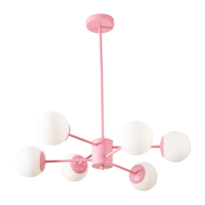 angelo:HOME Lloyd 6 Light Modern Spoke Chandelier in Multiple Color-ways, Vintage Rose