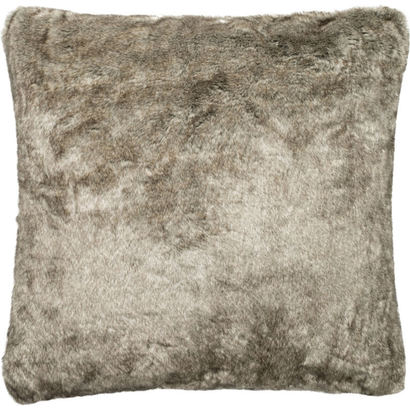 Coussin en fausse fourrure Trussell, Gris, Polyester / bourre en polyester