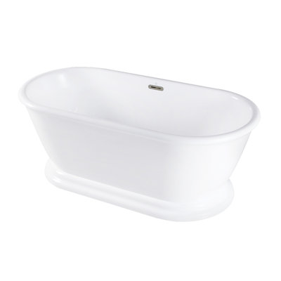 Kingston Brass Aqua Eden 60-Inch Acrylic Oval Double Ended Pedestal Tub With Drain
