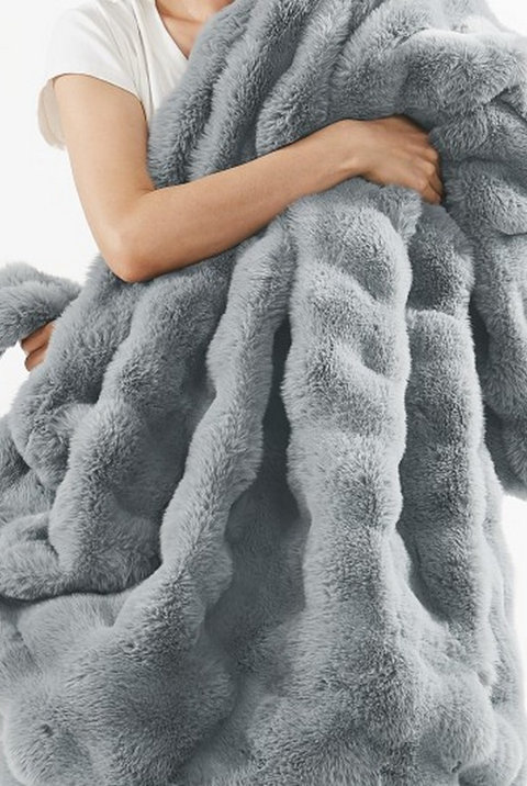 Faux Fur Gray Blanket