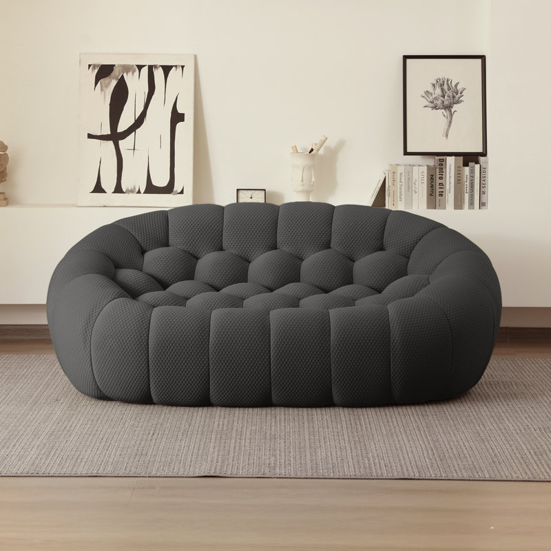Canapé rembourré Cenie, sans assemblage requis, Gris foncé, H 30,71 po x l 78,74 po x P 42,52 po