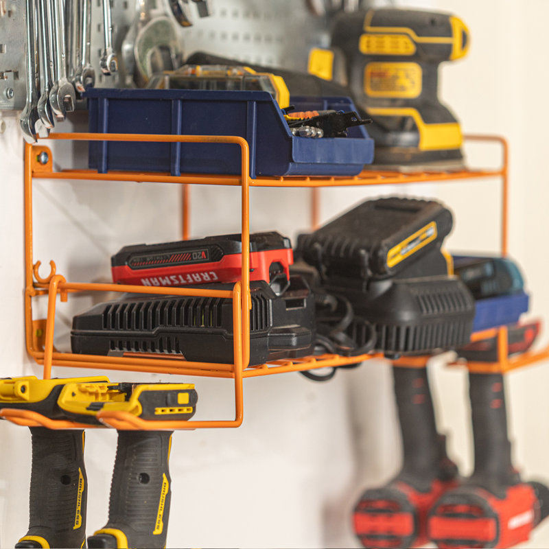 Rangement léger pour outils électriques - Support mural à 3 niveaux avec 2 boîtes amovibles supplémentaires, Orange