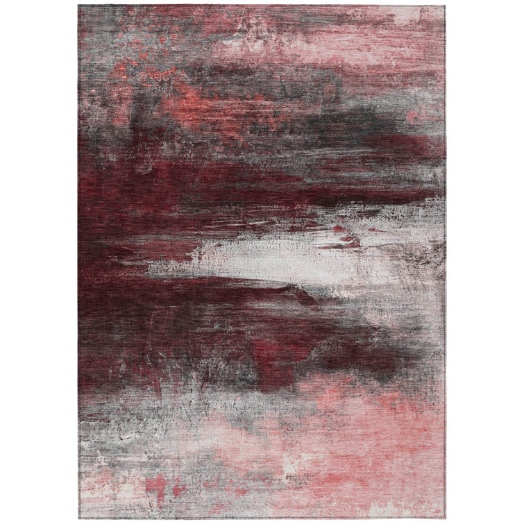 Machine Washable Indoor/Outdoor Xhevrie Merlot Rug