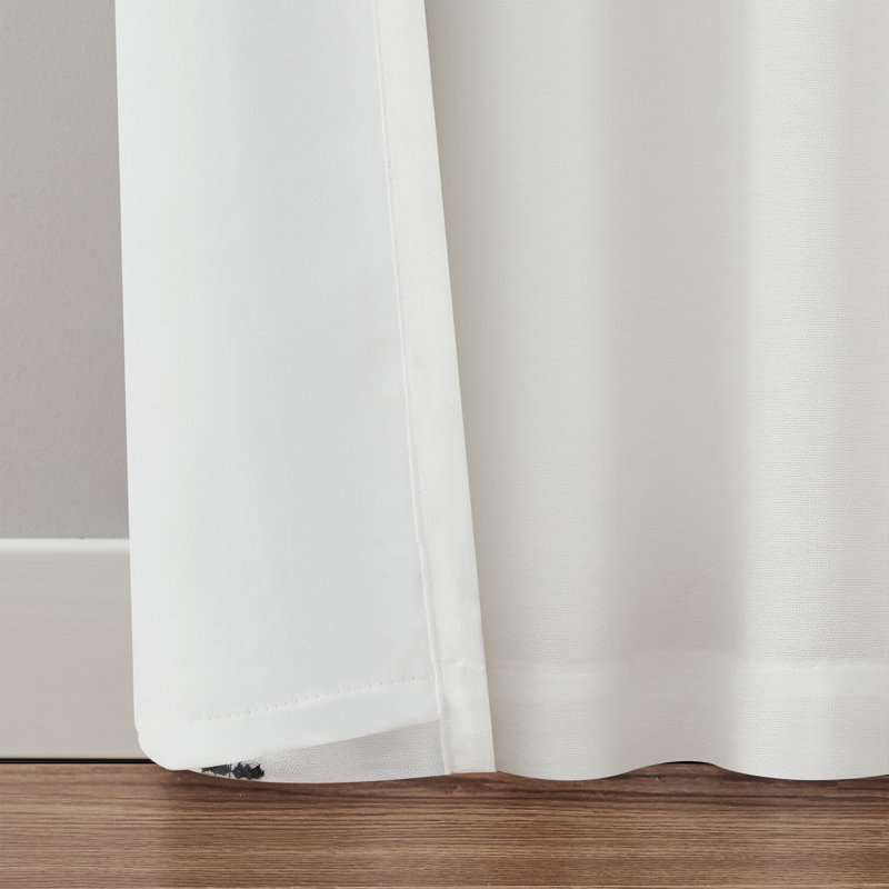 Rogue Embroidered Rod Pocket Blackout Curtain Panel, Black/White, 52" W x 95" L