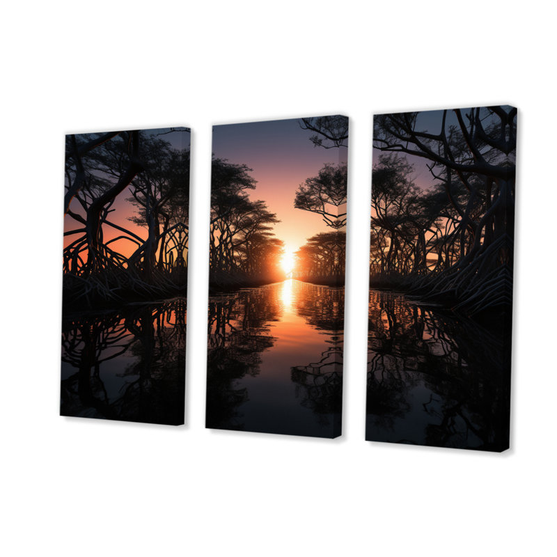 Florida Mangrove Shadows - 3 pièces sur toile tendue, H 28 po x l 36 po x P 1 po