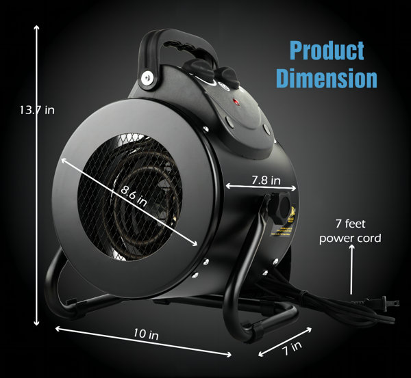 Eagle Peak Greenhouse Heater Fan with Digital Thermostat Controller, Black