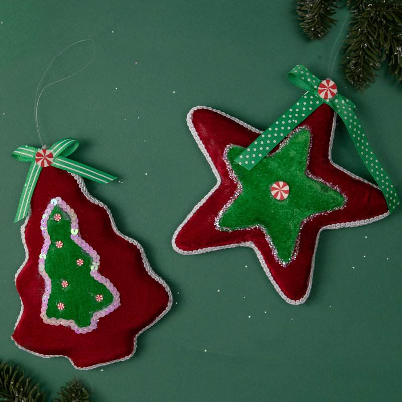 Ornement de Noël 7,5 po rouge et vert menthe poivrée