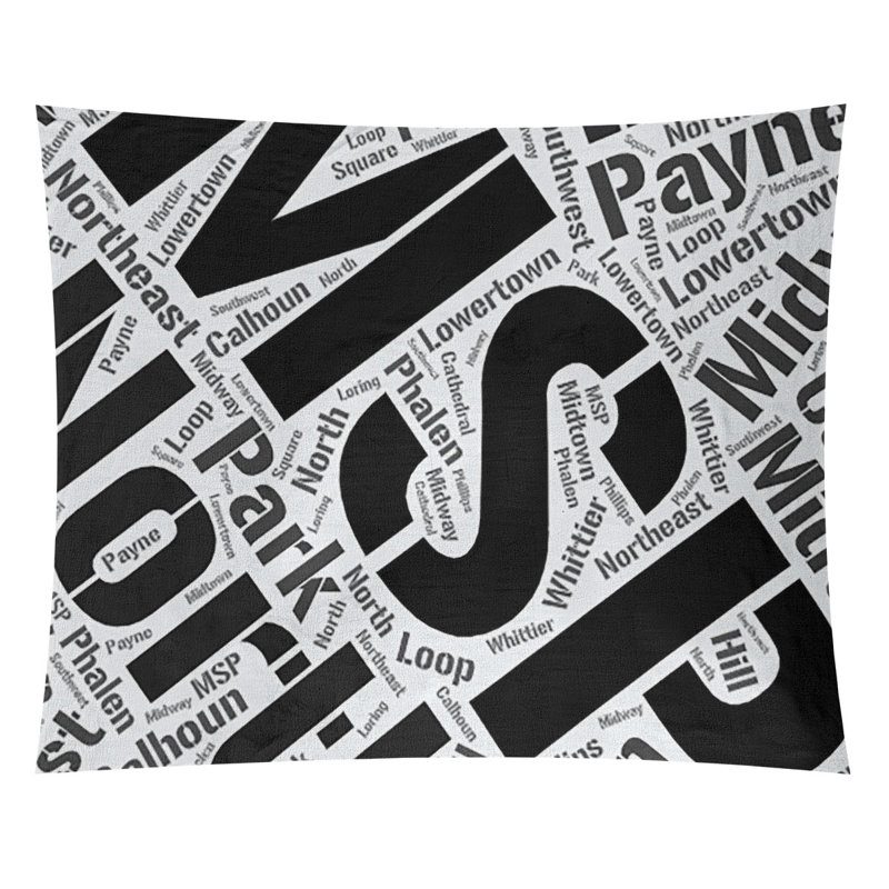 Tapisserie de polyester districts, art word, H 88 po x l 104 po, Vert, Minneapolis – Saint Paul