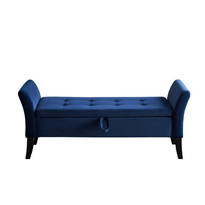 Navy Blue Velvet Hallway Bench With Storage 51.5" - Space Saving Couch Option