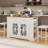 Medeeha Large Portable Kitchen Island Table With Storage Drop Leaf & 2 Bar Stools Seating For Kitchen On Wheels With Power Outlet & Footrest-738391303