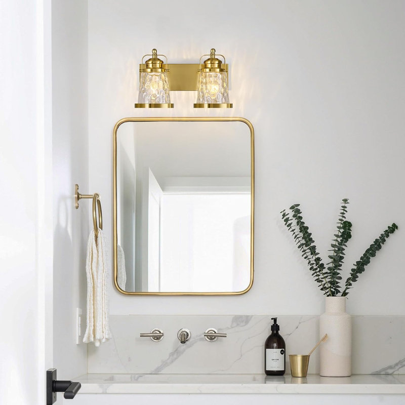 Luminaire de meuble-lavabo industriel moderne avec abat-jour en verre, finition élégante, éclairage ambiant doux, installation câblée, compatible avec les ampoules E26