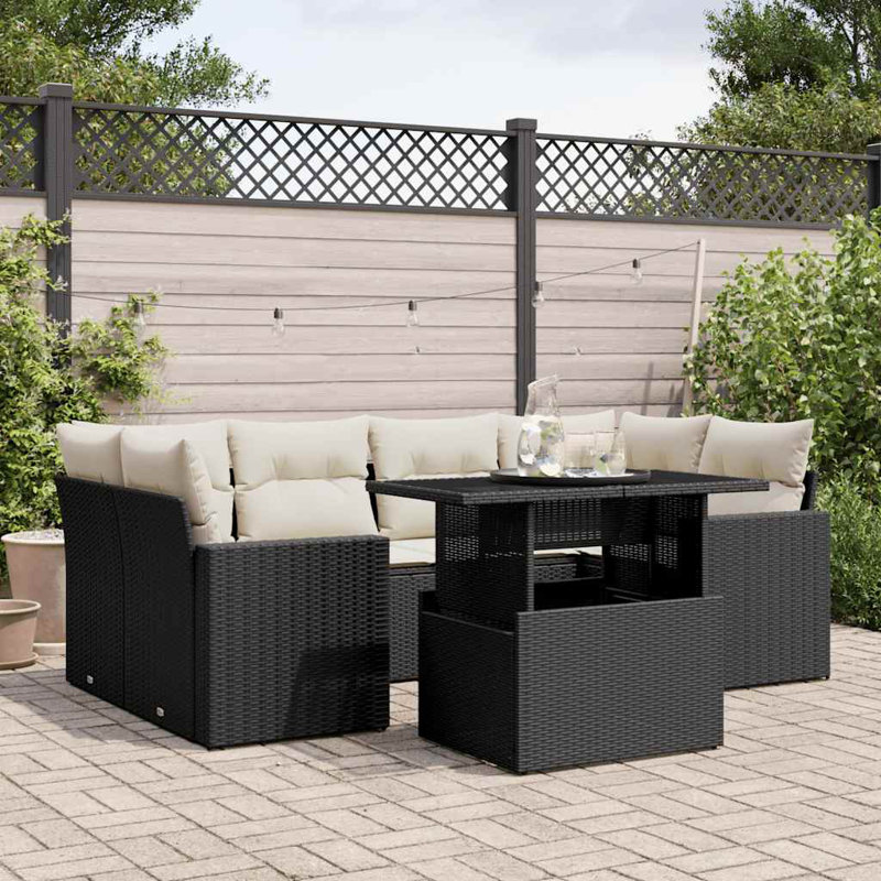 Vidaxl Garden Sofa Set Black, Cream White