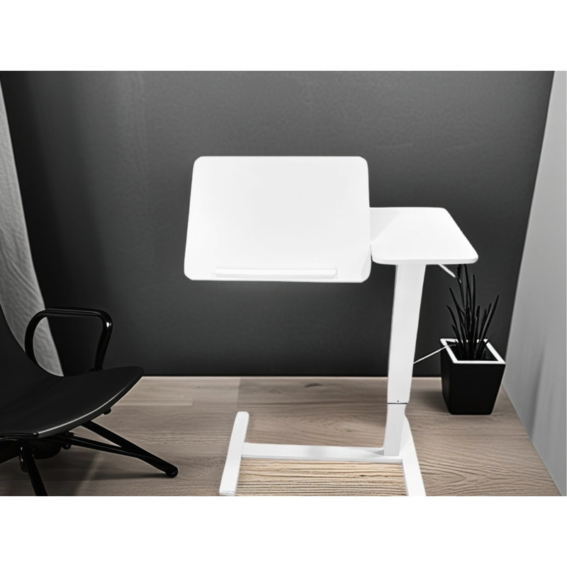 Table roulante mobile en blanc, hauteur réglable pour ordinateur portable, coffre-fort et lit Bureau ergonomique blanc avec roulettes