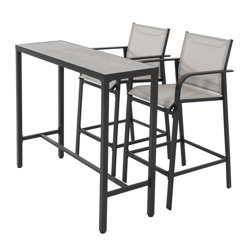 Outdoor PVC-coated polyester Bar Set With Powder-coated Iron Frame, Grey