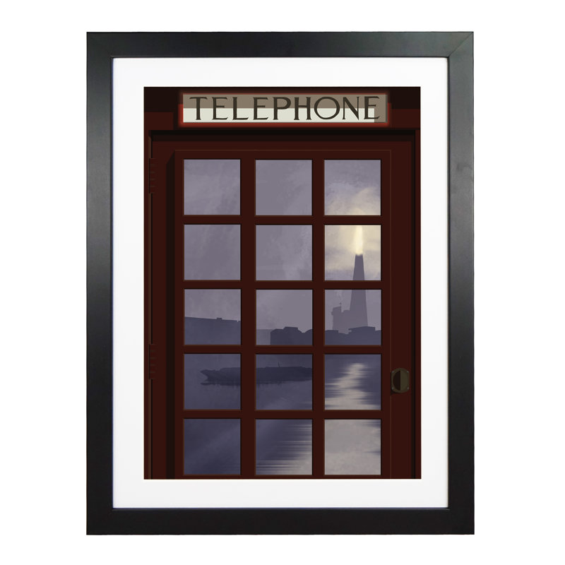 London Telephone Box 18 - Print, 50cm H x 40cm W x 3cm D, Black Framed