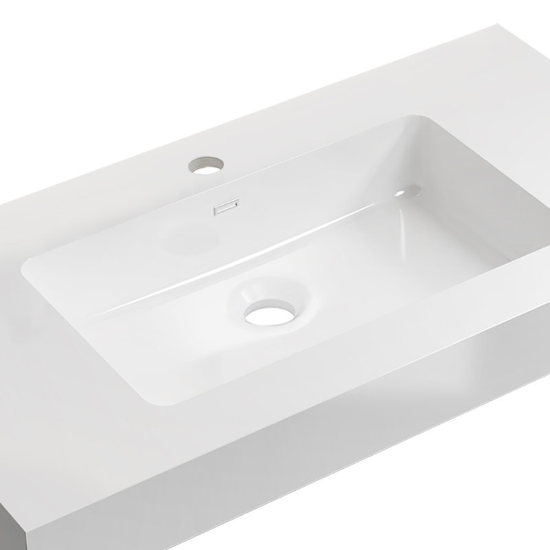 Integrated Solid Surface Basin WITHOUT Drain And Faucet, Glossy White Color
