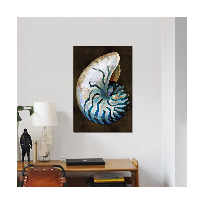 «Ocean Treasure IV», impression sur toile, H 26 po x l 18 po x P 1,5 po, Toile avec cadre noir, Pas de tapis