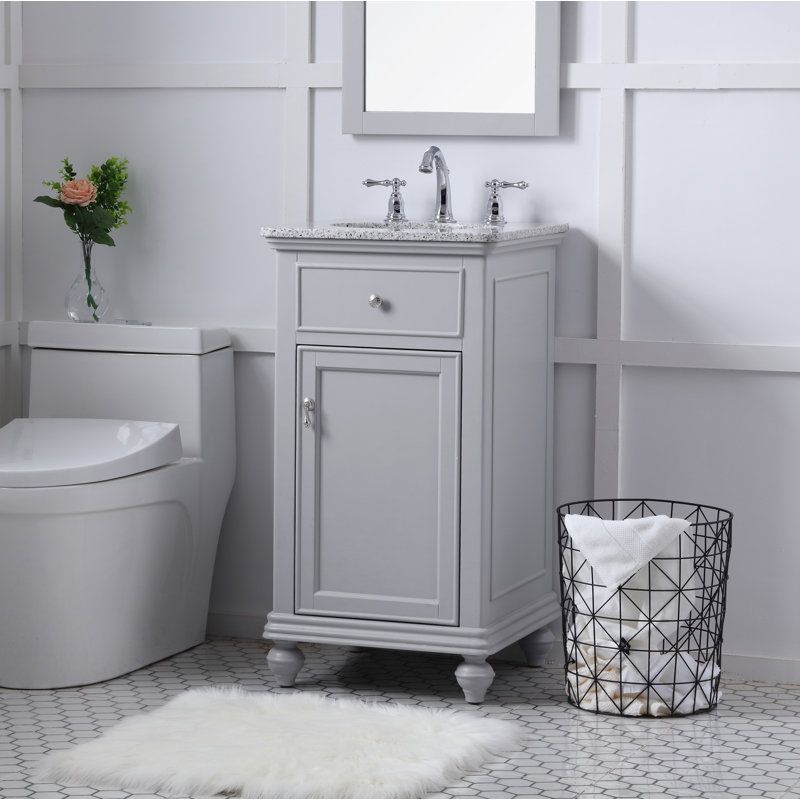 Otto 19'' Single Bathroom Vanity with Top, Light Gray, Cashmere White
