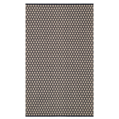 Tapis bleu marine / ivoire en coton tissé à la main Dicat Diamond