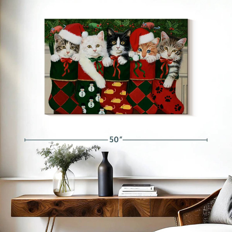 Christmas Kittens, 26" H x 39" W