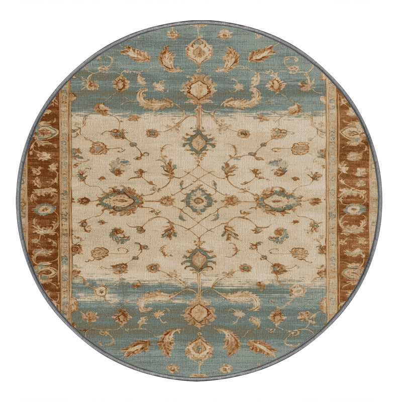 Tapis brun lavable à la machine, Rond 6 pi