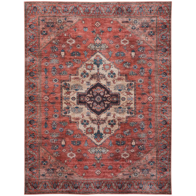 Lisle Machine Washable Persian Rust Multicolor Area Rug