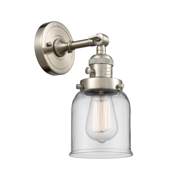 Applique murale 1 lumière 5 po Bell, Ampoule à DEL rétro de 3,5 W, Clair, Nickel satiné brossé