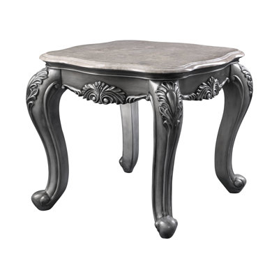 End Table, Natural Marble Top & Platinum