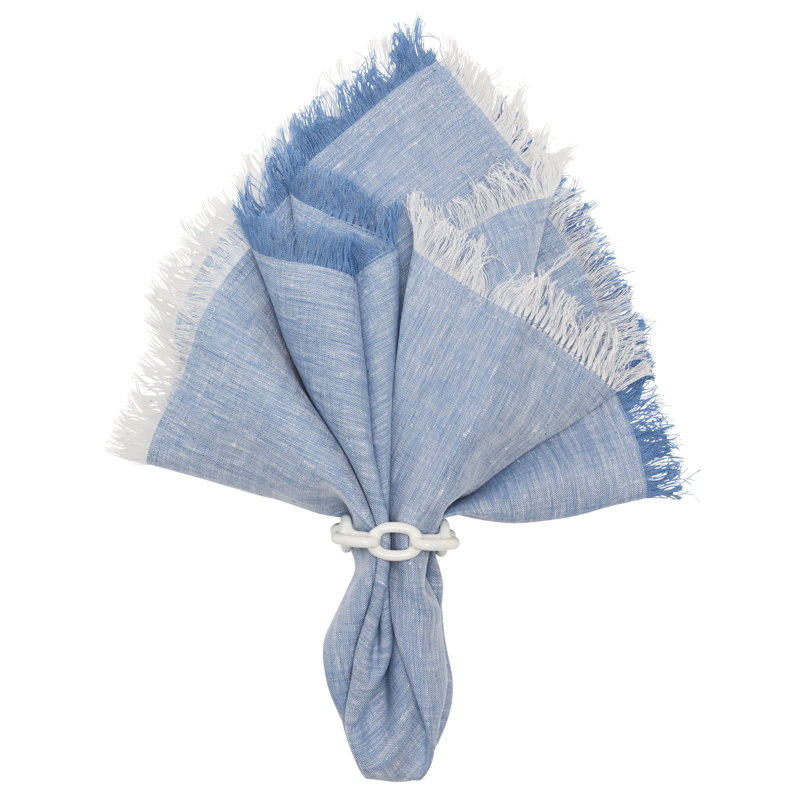 Chambray Fringe Napkin, Blue
