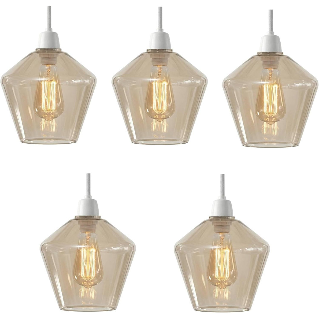16cm Modern Glass Lamp Shade- 5Pack Lampshade Pendant Light Shade Modern Lampshade Versatile Light Cover for Floor and Table Lamps for Living Room Bed