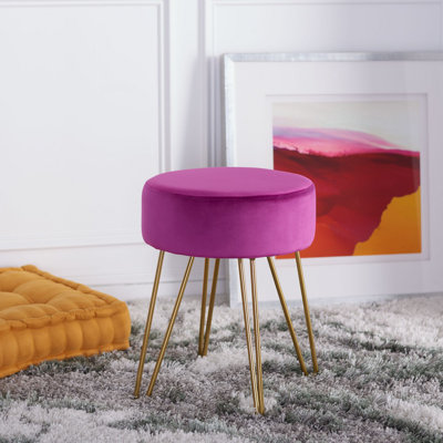 Repose-pieds rond en velours Boey 17 po