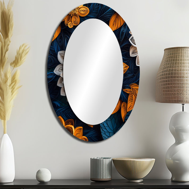 Miroir mural blanc et blanc Botanical Whirlwind III, 36 po x 24 po