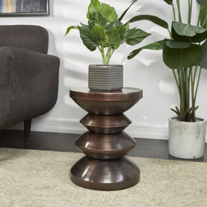 Belana Iron Drum End Table in black 