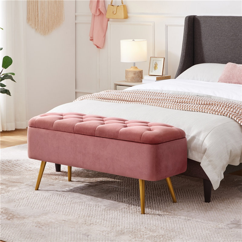 Banc de rangement à couvercle rabattable himel, Rose