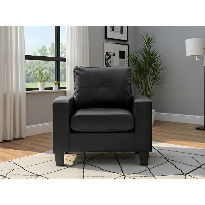 Fauteuil club Worthen en similicuir brun foncé, Similicuir brun foncé