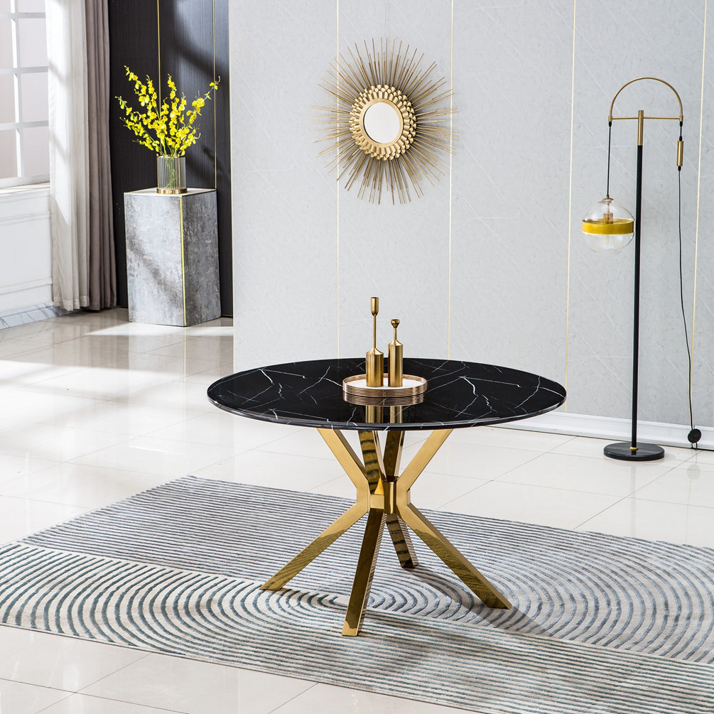 Mercer41 Modern Round Marble Table - Wayfair Canada