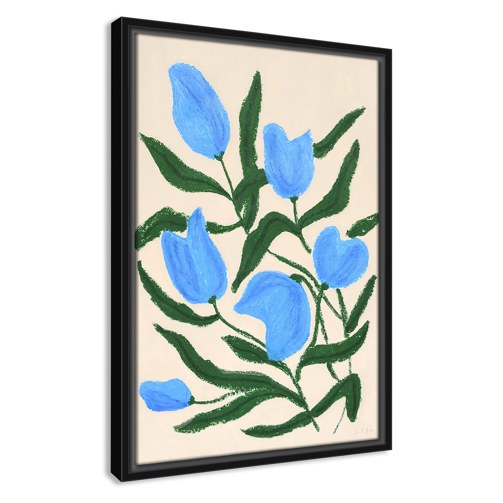Blue Tulips Print by Camilla Bergqvist, Black, 19.5" H x 13.5" W