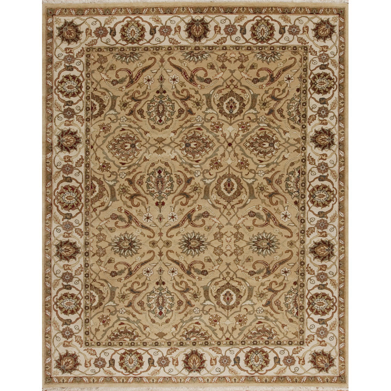 Tapis beige / brun en laine noué à la main Mahal, Rectangle 8 pi x 10 pi