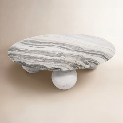 Modern Neutral 13" Ceramic Marble Riser 2tone Platter Serving Tray - 13" x 13" x 3.5"