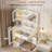 Makeup Vanity Desk with Mirror & Adjustable LED Lights, Modern Vanity Table with Open Shelves & Acrylic-Door Cabinets-1195087664