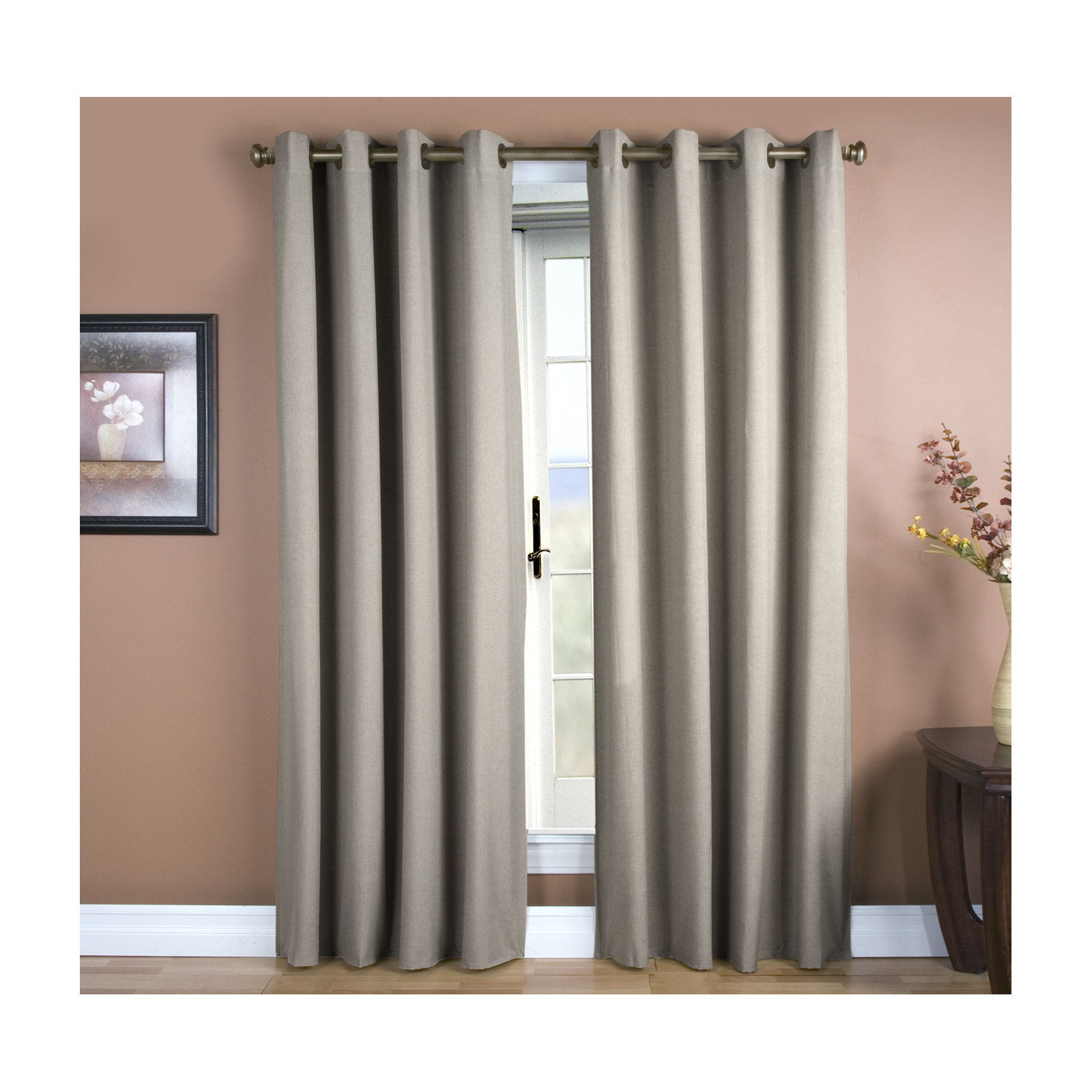 Lakeland Classic Solid Semi-Sheer Grommet Single Curtain Panel in Bold Colors & Sizes, Gray, 56" W x 108" L