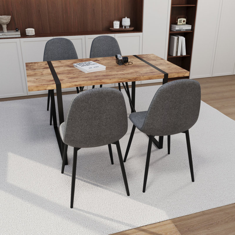 Ensemble de table de salle à manger moderne 5 pièces, en bois aggloméré et en métal, style industriel pour la cuisine
