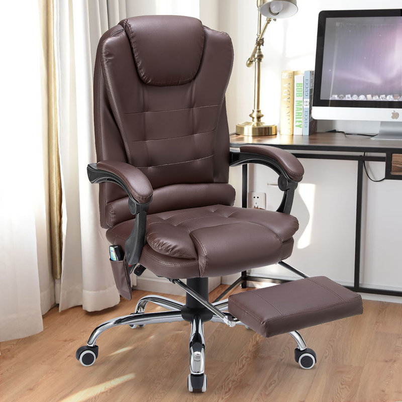 Blue Elephant Executive Chair with Headrest, Brown Faux Leather