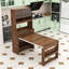 Buffet multifonctionnel avec table de salle à manger pliable, armoire de rangement, tablettes et crochets latéraux-184454743
