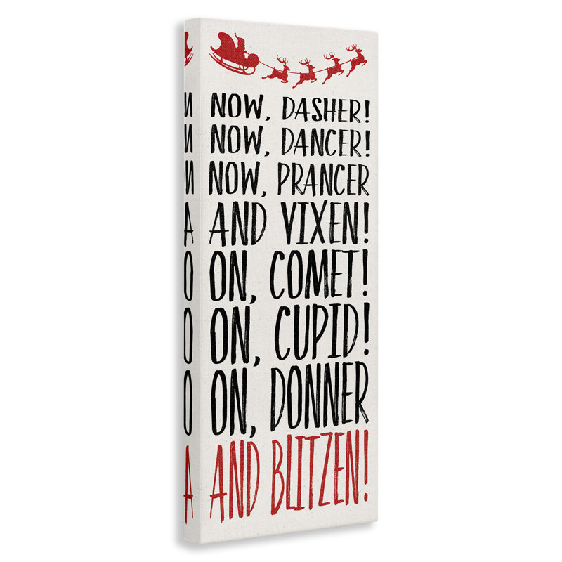 Holiday Holiday, noms de rennes, toile par Dogwood Portfolio, H 24 po x l 10 po